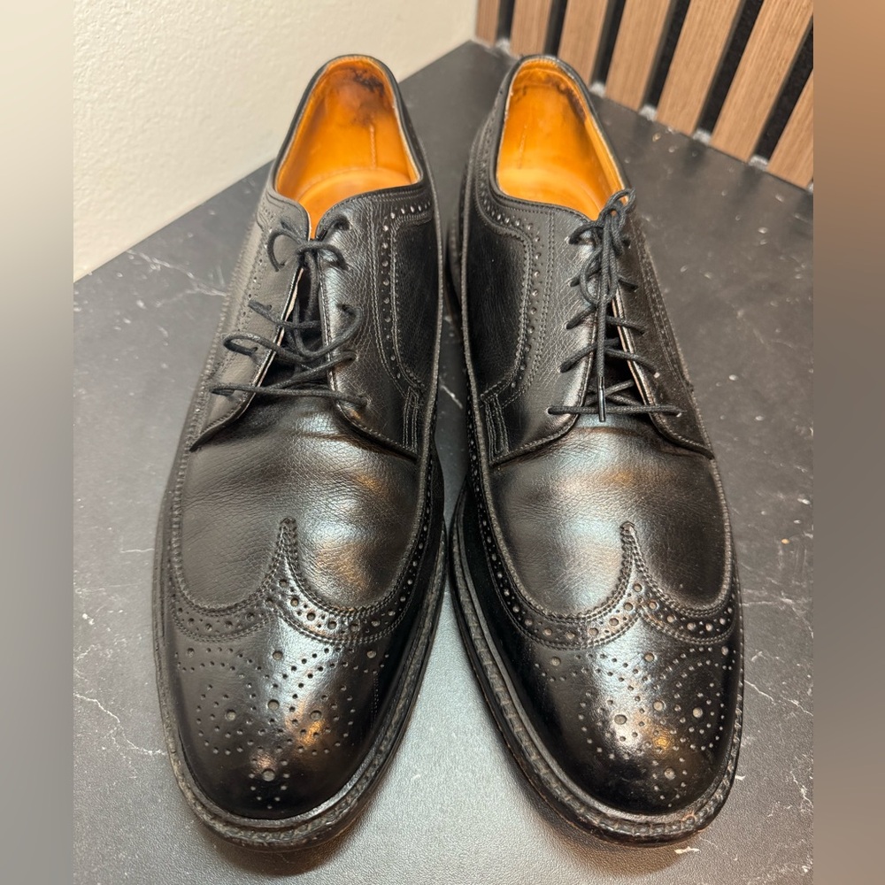 Florsheim Imperial Longwing Black Leather Dress Shoes, Made in USA (Size 11 3E)